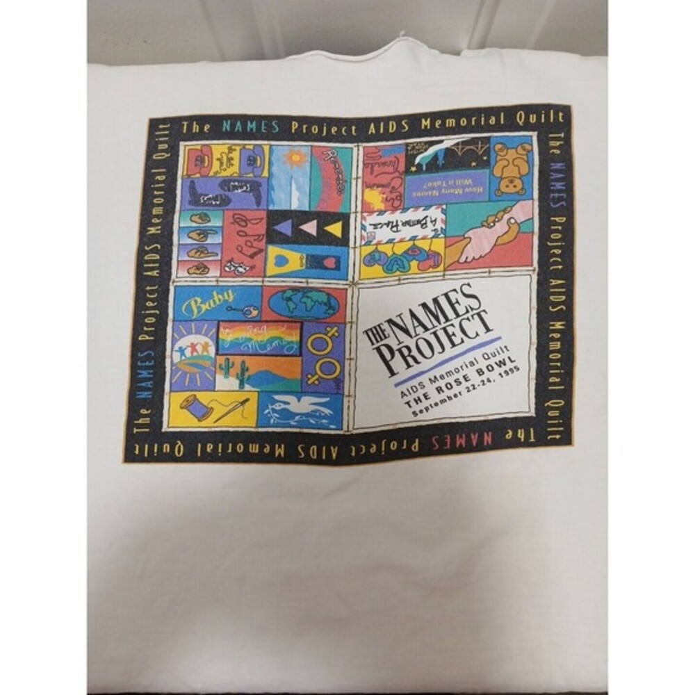 Vintage 90s The‎ Names Project AIDS Memorial Quilt T-Shirt USA Single Stitch
